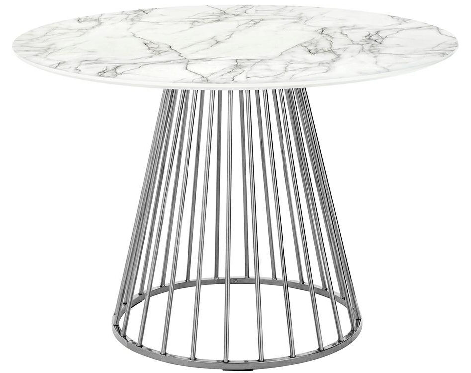 Stół na drucianej podstawie Glam Marble 110 imitacja marmuru