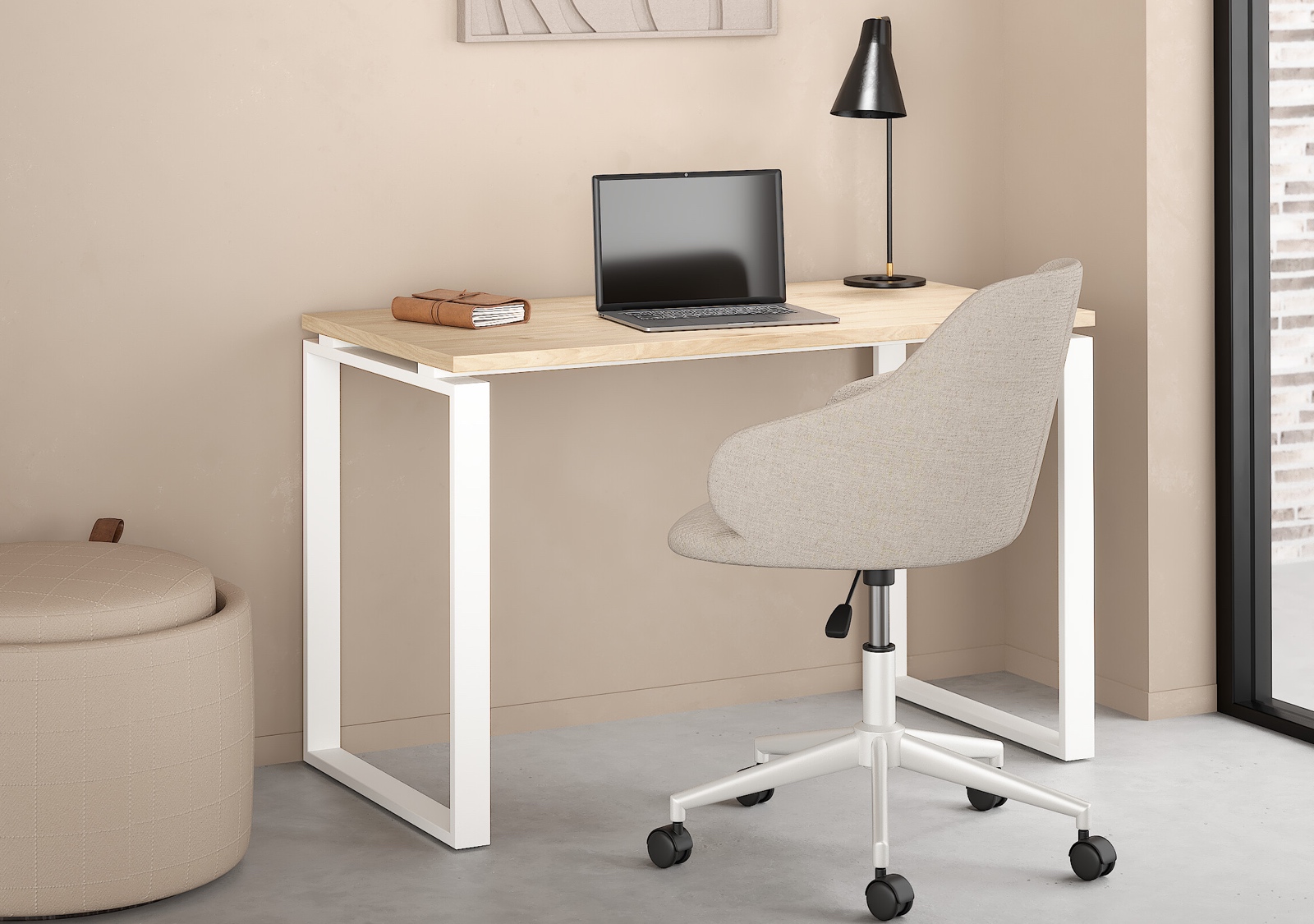 Biurko loft na płozach Sign 120 jackson hickory/biały mat
