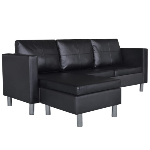 Sofa Czarny Sztuczna skóra vidaXL