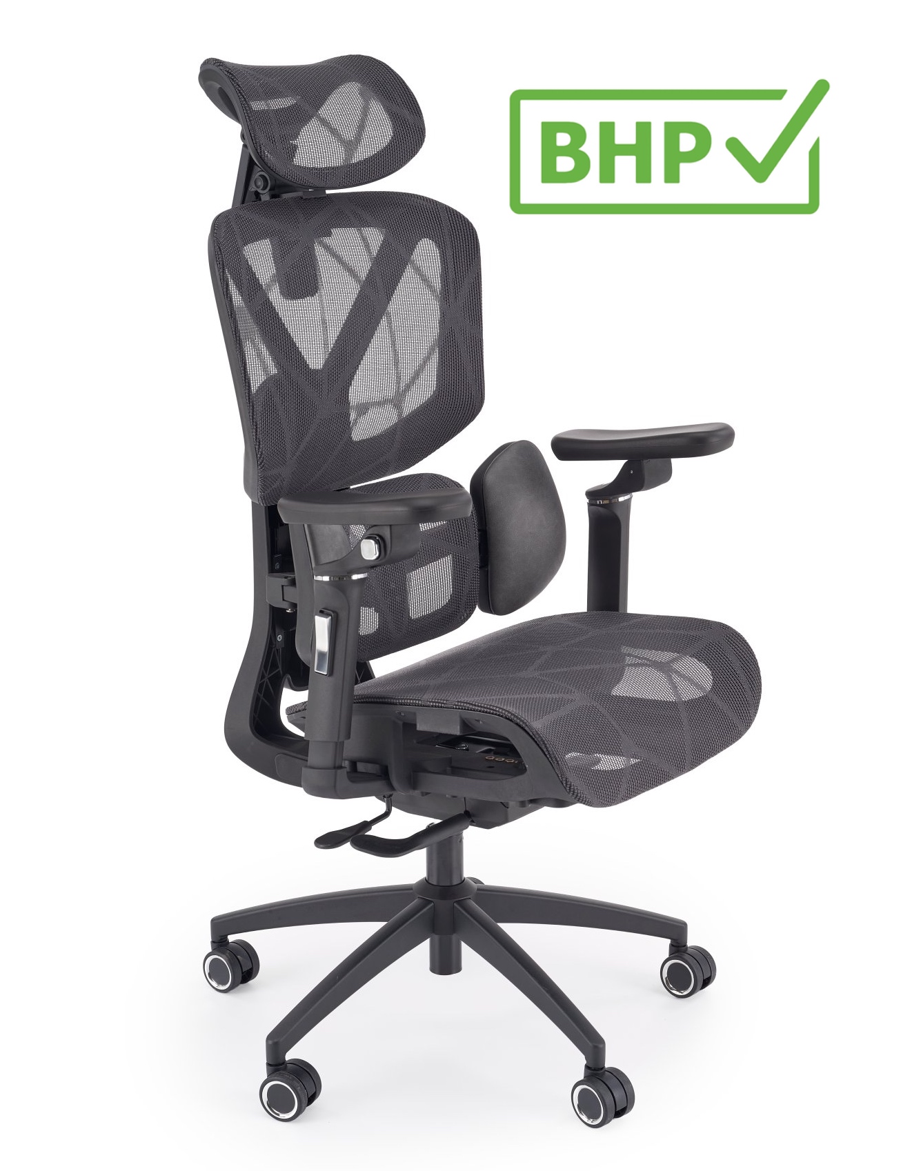 Fotel biurowy z regulacjami Cubus Halmar, zgodny z normą BHP