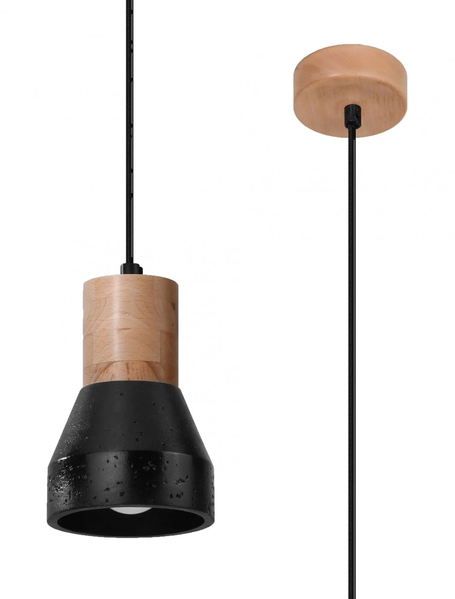Czarna lampa wisząca z betonu loftowa S165-Dortiso | Edinos.pl