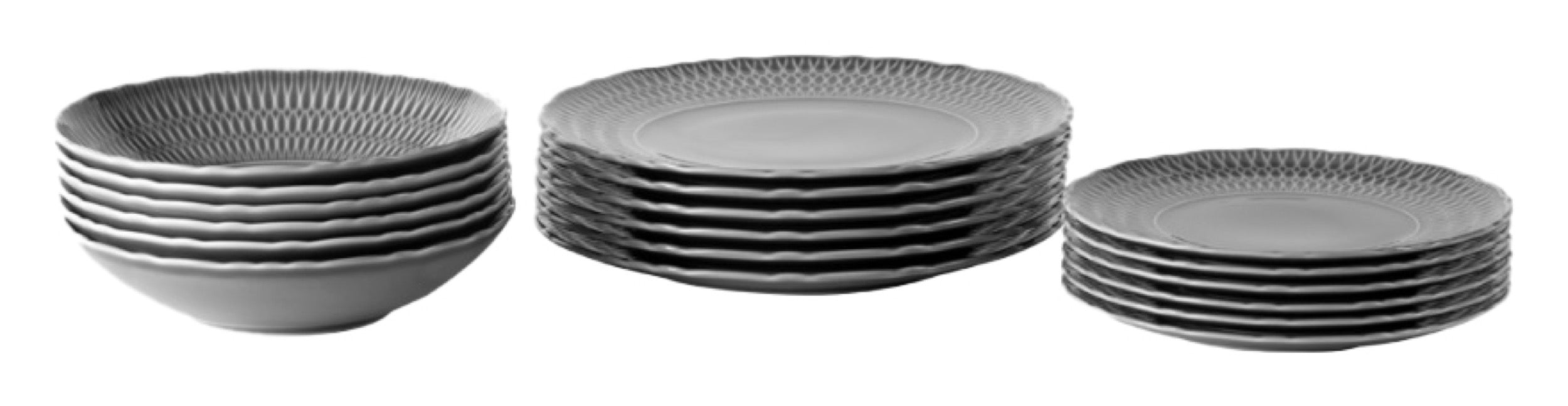 Zestaw talerzy porcelanowych dla 6 os. Sofia szary