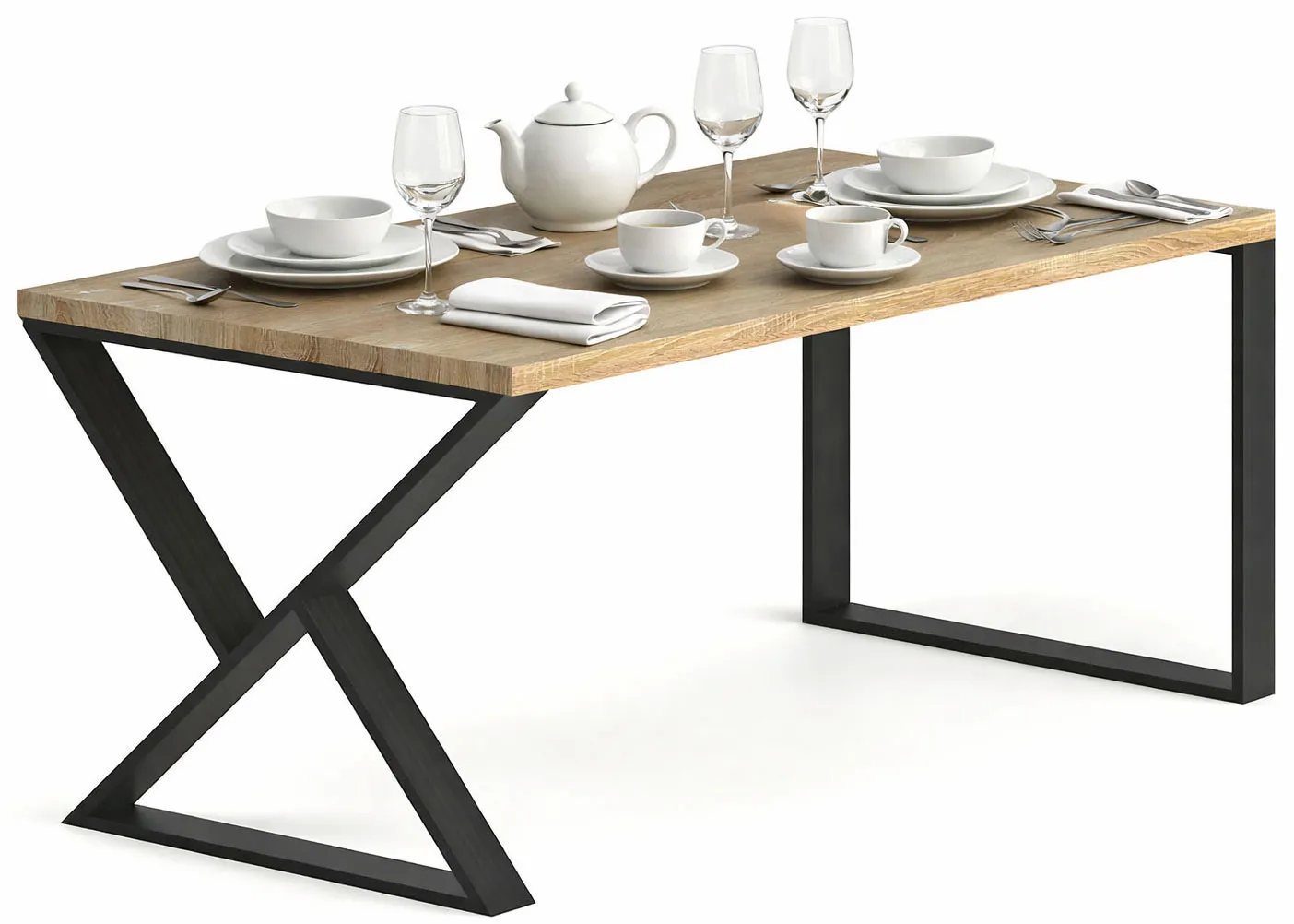 Industrialny stół dębowy do jadalni 150 x 80 Samson | Edinos.pl
