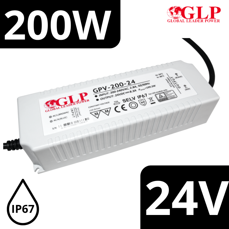Zasilacz Led Gpv-200 24V 200W Ip67 Hermetyczny - Glp