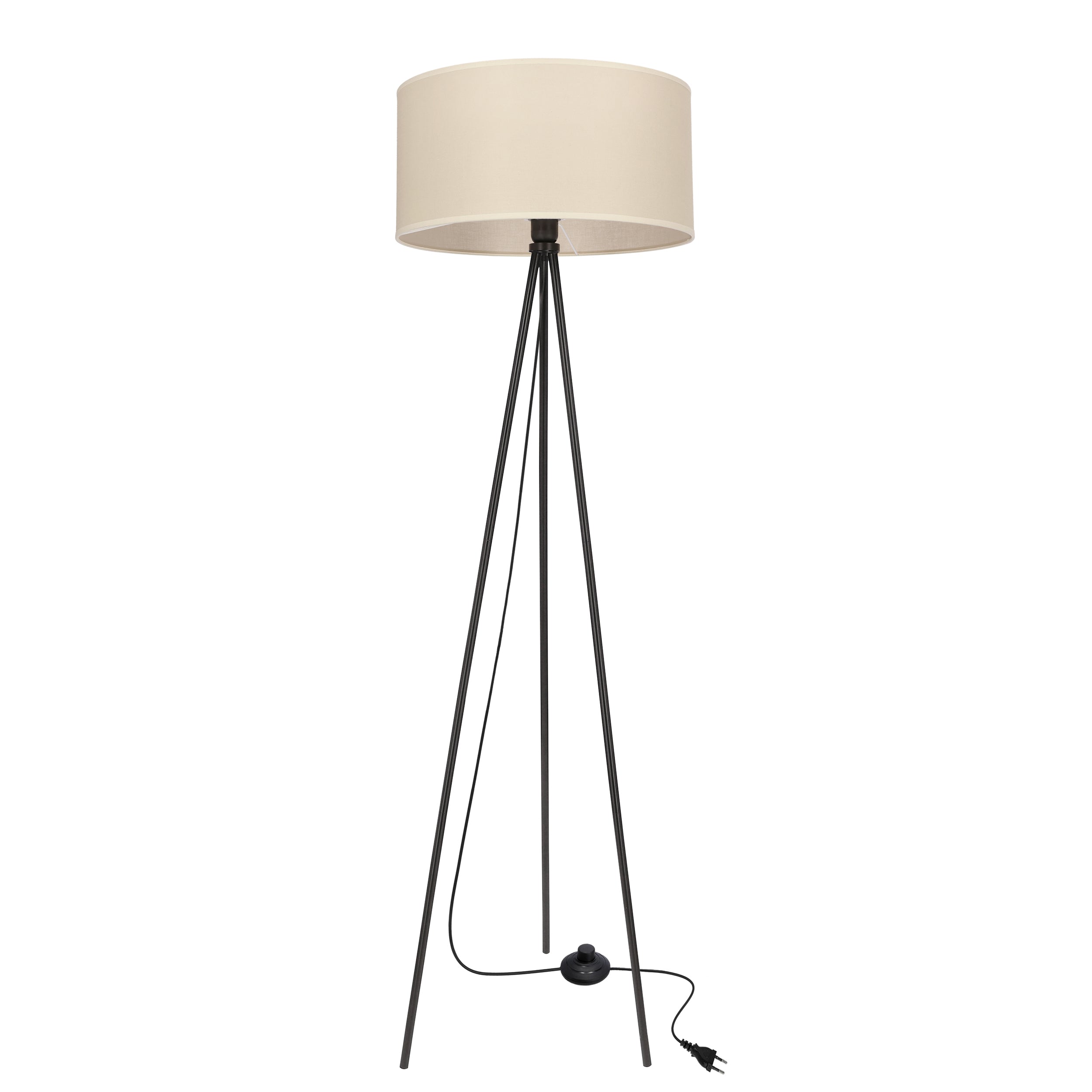 Lampa podłogowa Shanti czarna E27 40W z beżowym abażurem