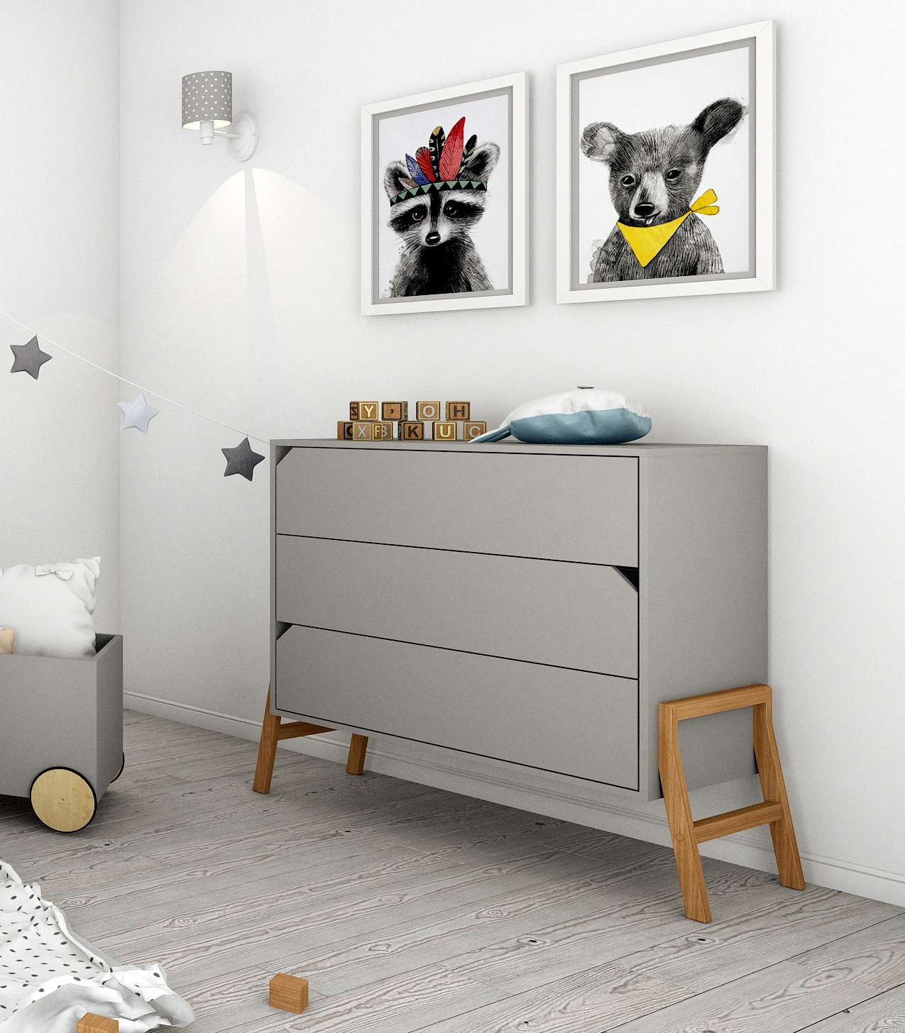Komoda dziecięca z 3 szufladami Lotta Grey