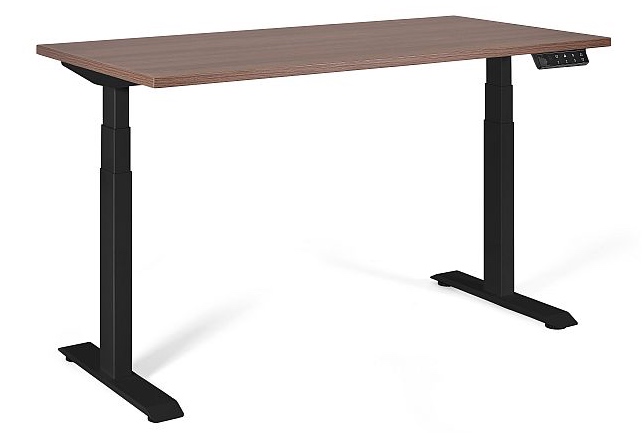 Elektryczne biurko komputerowe Active I 140x70 cm, stelaż czarny / blat orzech