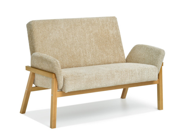 Sofa Lao Beżowy Tkanina, Podstawa Dąb