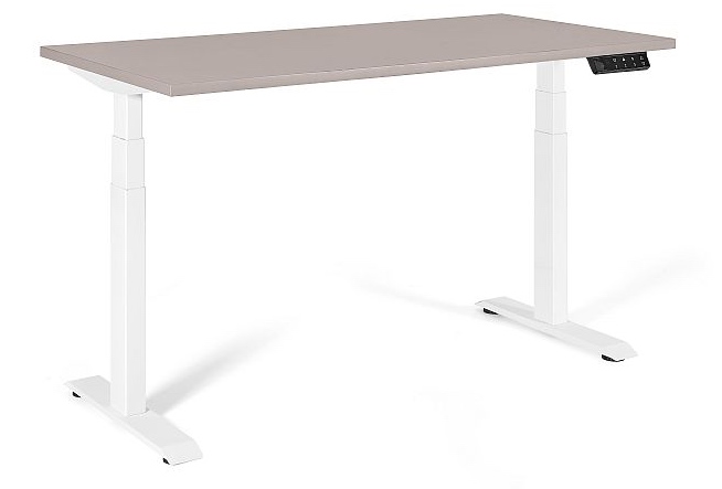 Elektryczne biurko komputerowe Active I 140x70 cm, stelaż biały / blat beżowy
