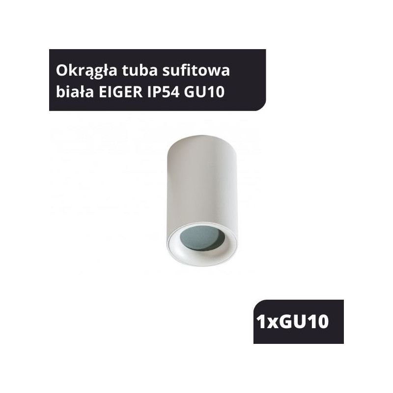 Okrągła Tuba Sufitowa Biała Eiger Ip54 Gu10