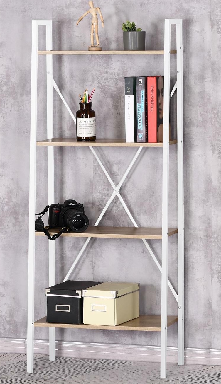 Wysoki regał stojący w stylu loft Cilyan L biały