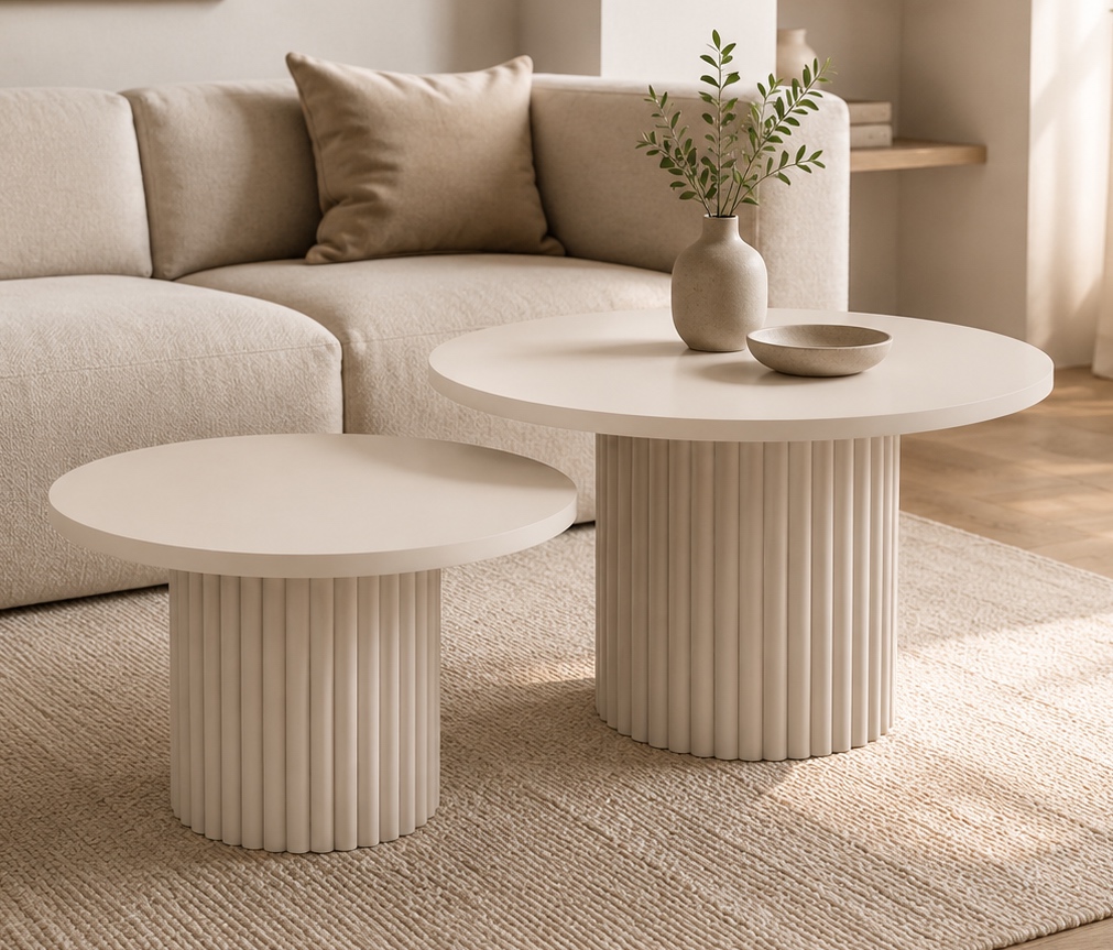 Zestaw okrągłych stolików Pico 2w1 - 75 i 58 cm, podstawa kaszmirowa