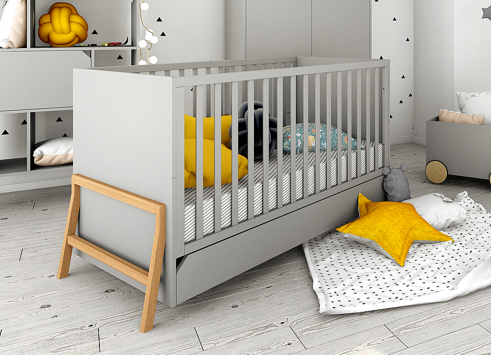 Łóżeczko dziecięce 70x140 z funkcją tapczanika Lotta Grey