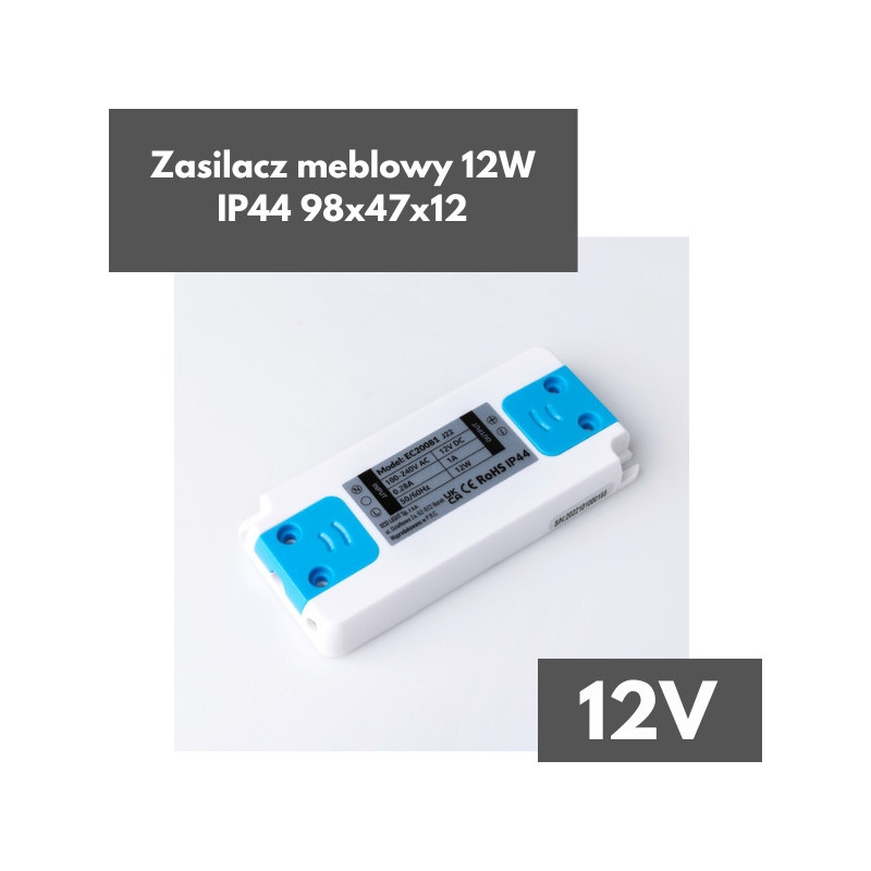 Zasilacz Meblowy 12W 12V Ip44 98X47X12