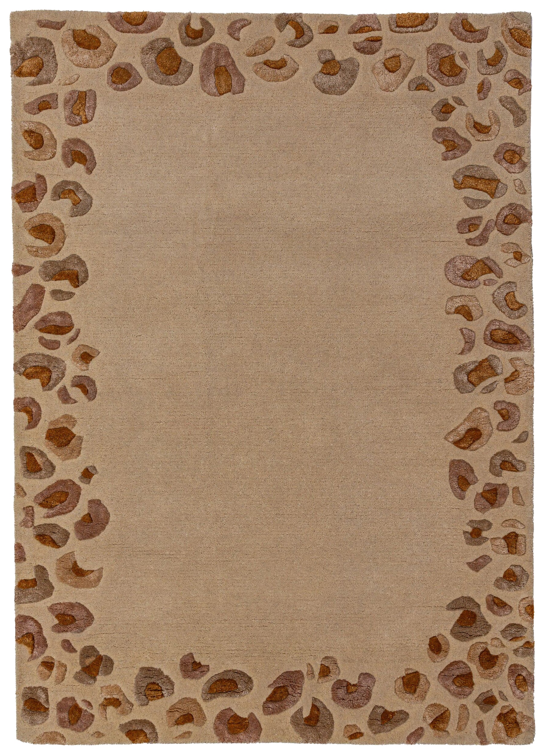 Dywan z wełną Leopard Frame 160x230 cm beżowy
