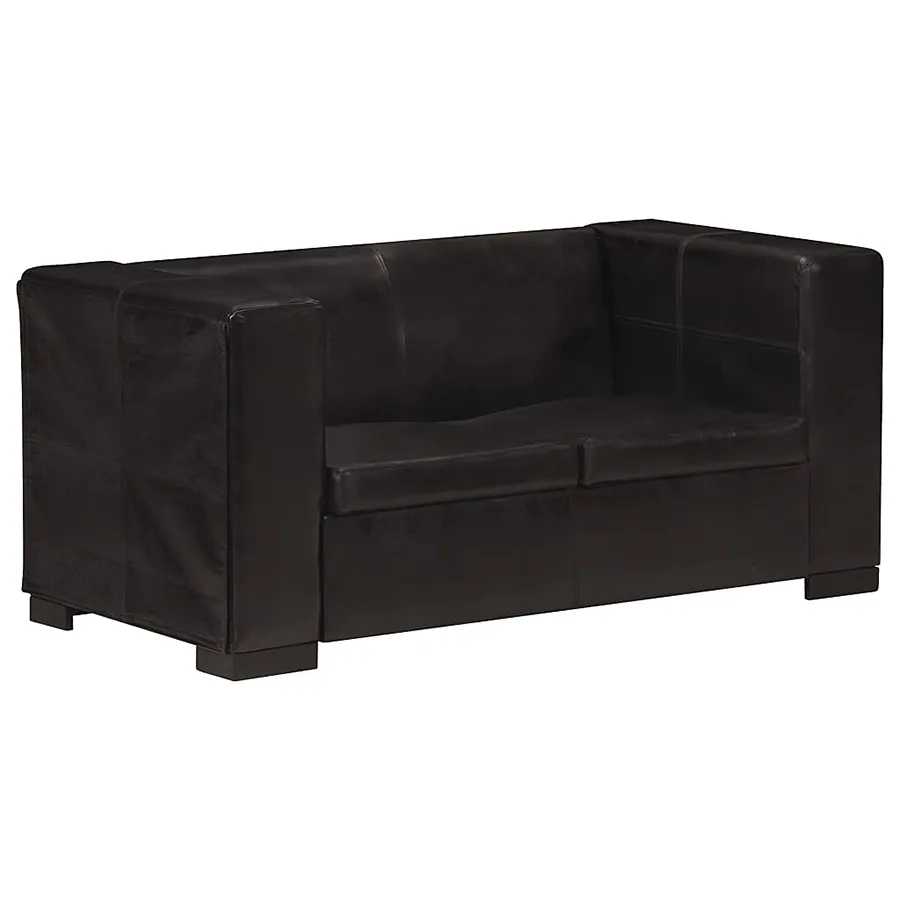 Sofa z czarnej skóry naturalnej Vino 2Q, dwuosobowa | Edinos.pl
