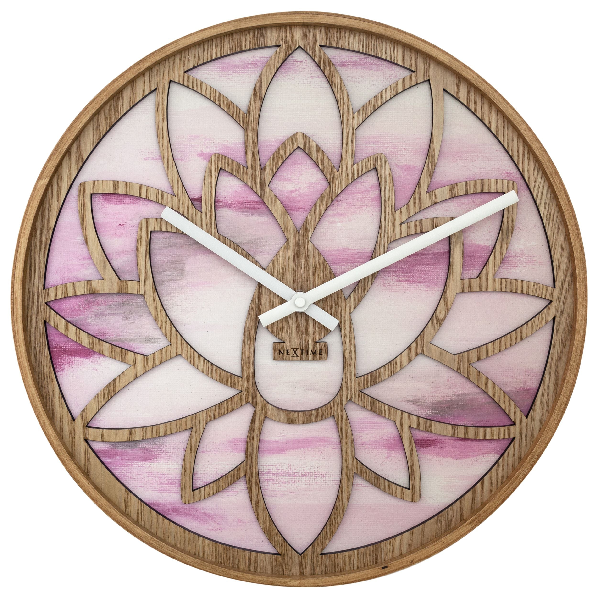 Zegar ścienny Lotus 40 cm różowo-brązowy