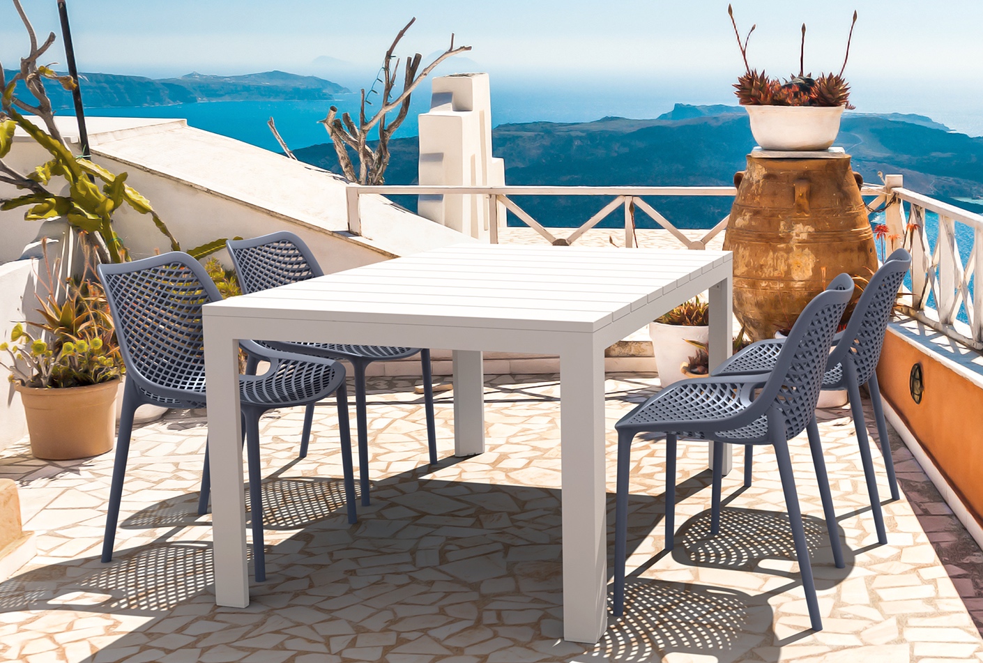 Zestaw mebli ogrodowych 4 krzesła Air i rozkładany stół Atlantic Table 140/210