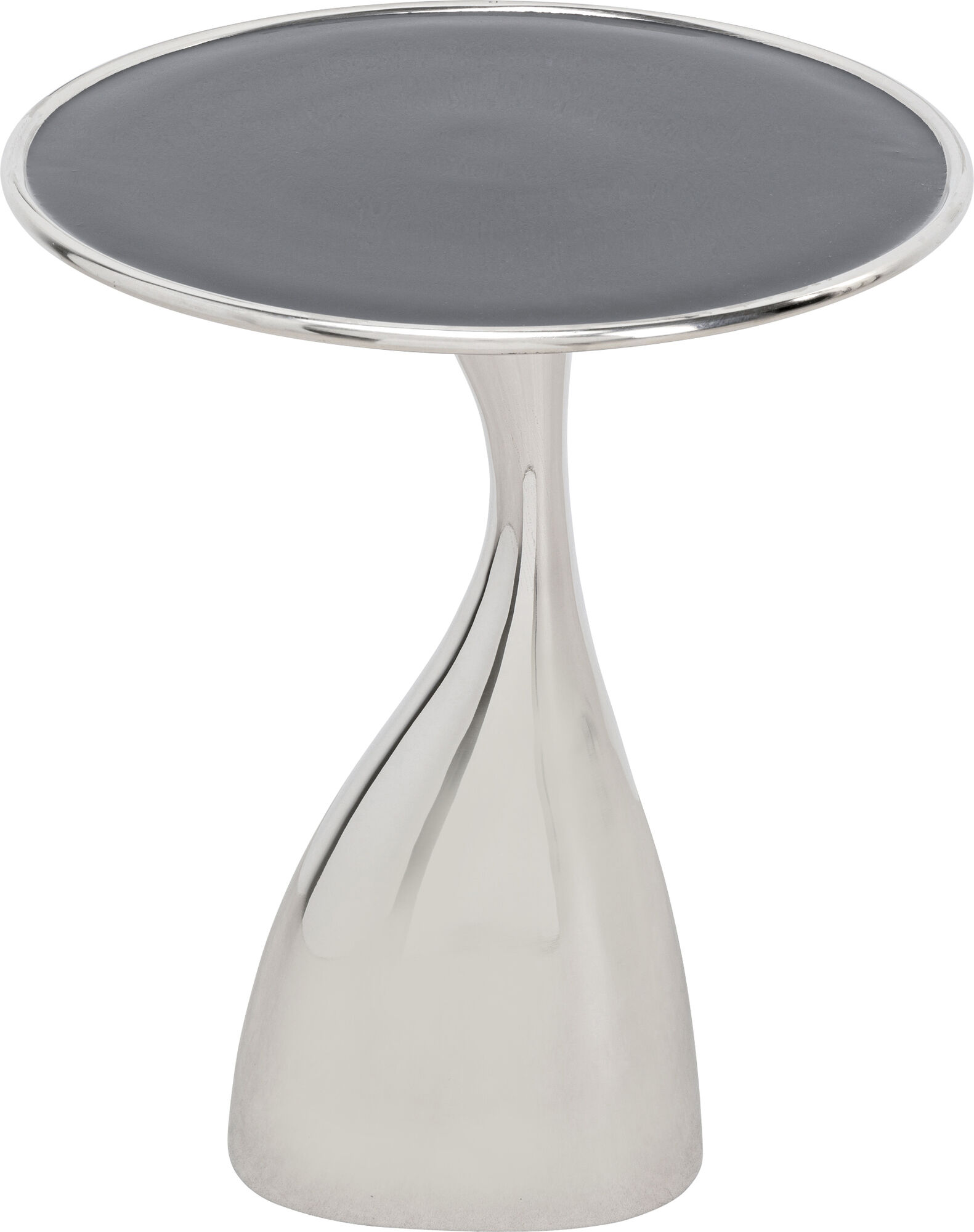 Stolik aluminiowy z czarnym blatem Ø36xH46 cm srebrny