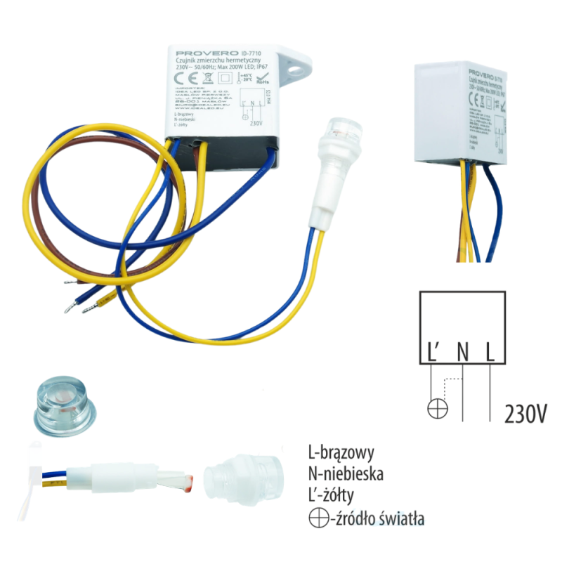 Czujnik Zmierzchu Hermetyczny 200W led ID-7710