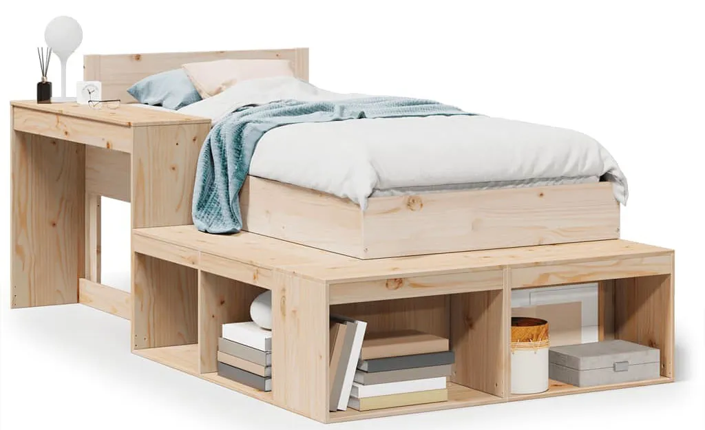 Drewniane łóżko z półkami - Holz | Edinos.pl