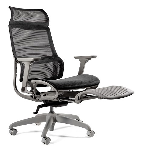 Ergonomiczny fotel biurowy z podnóżkiem Space