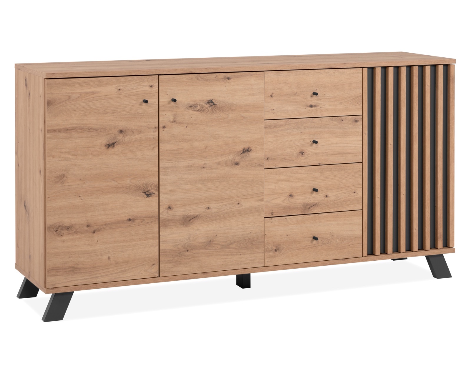 Komoda z lamelami Medan 3D4S dąb artisan/antracyt
