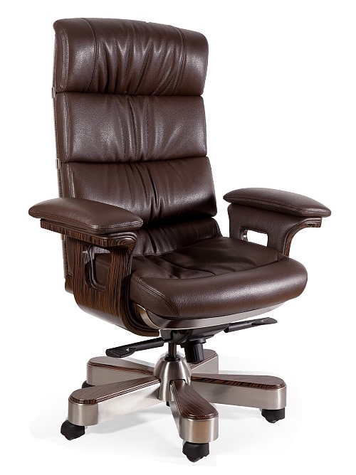Designerski fotel gabinetowy ze skóry naturalnej Lord
