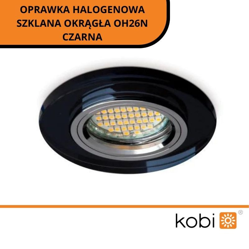 Oprawka Halogenowa Szklana Okrągła Oh26N Czarna