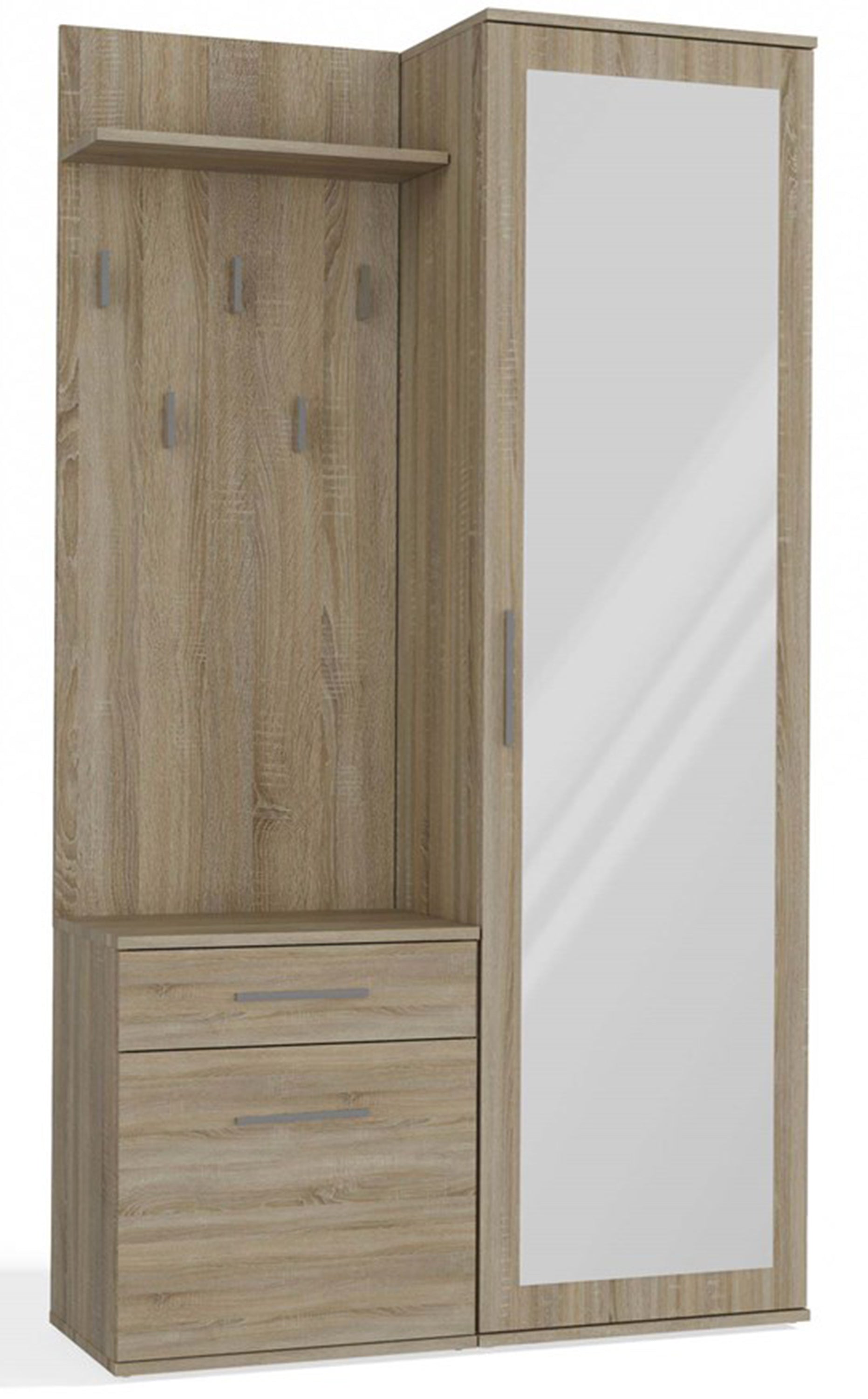 Zestaw do przedpokoju Duvio z szafą i lustrem 100 cm dąb sonoma