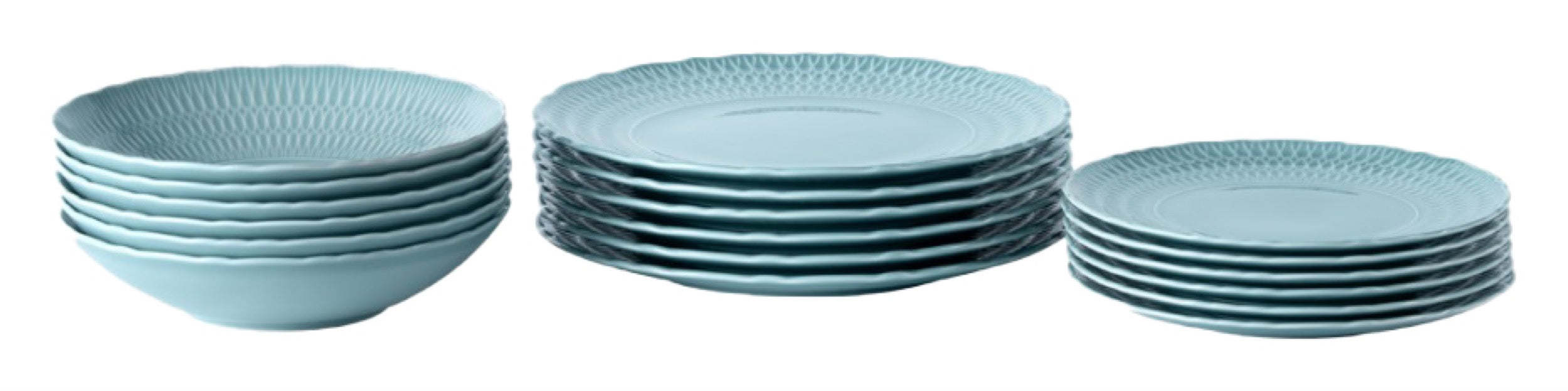 Zestaw talerzy porcelanowych dla 6 os. Sofia lazurowy