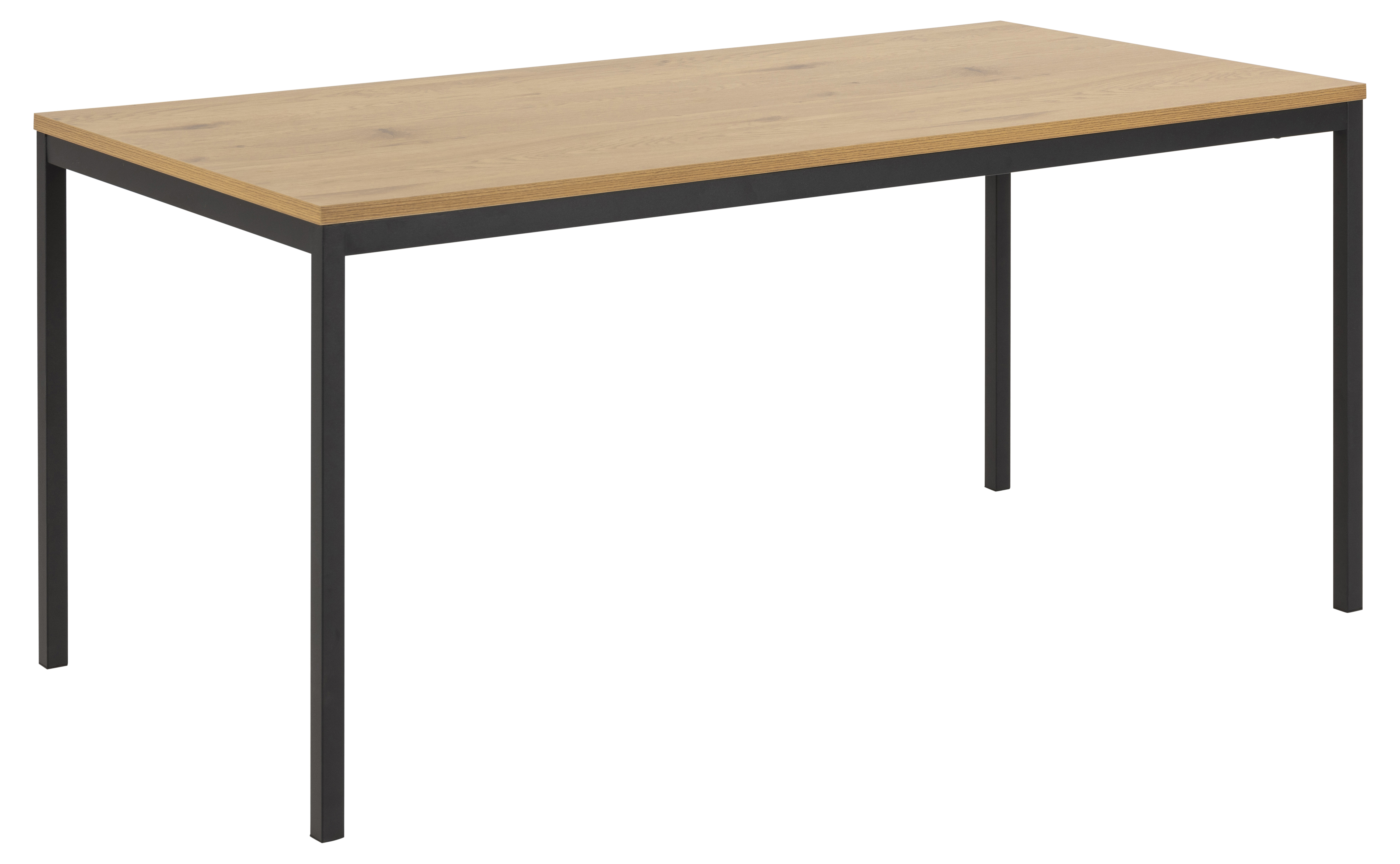 Stół naturalny blat czarne metalowe nogi 160x80 cm