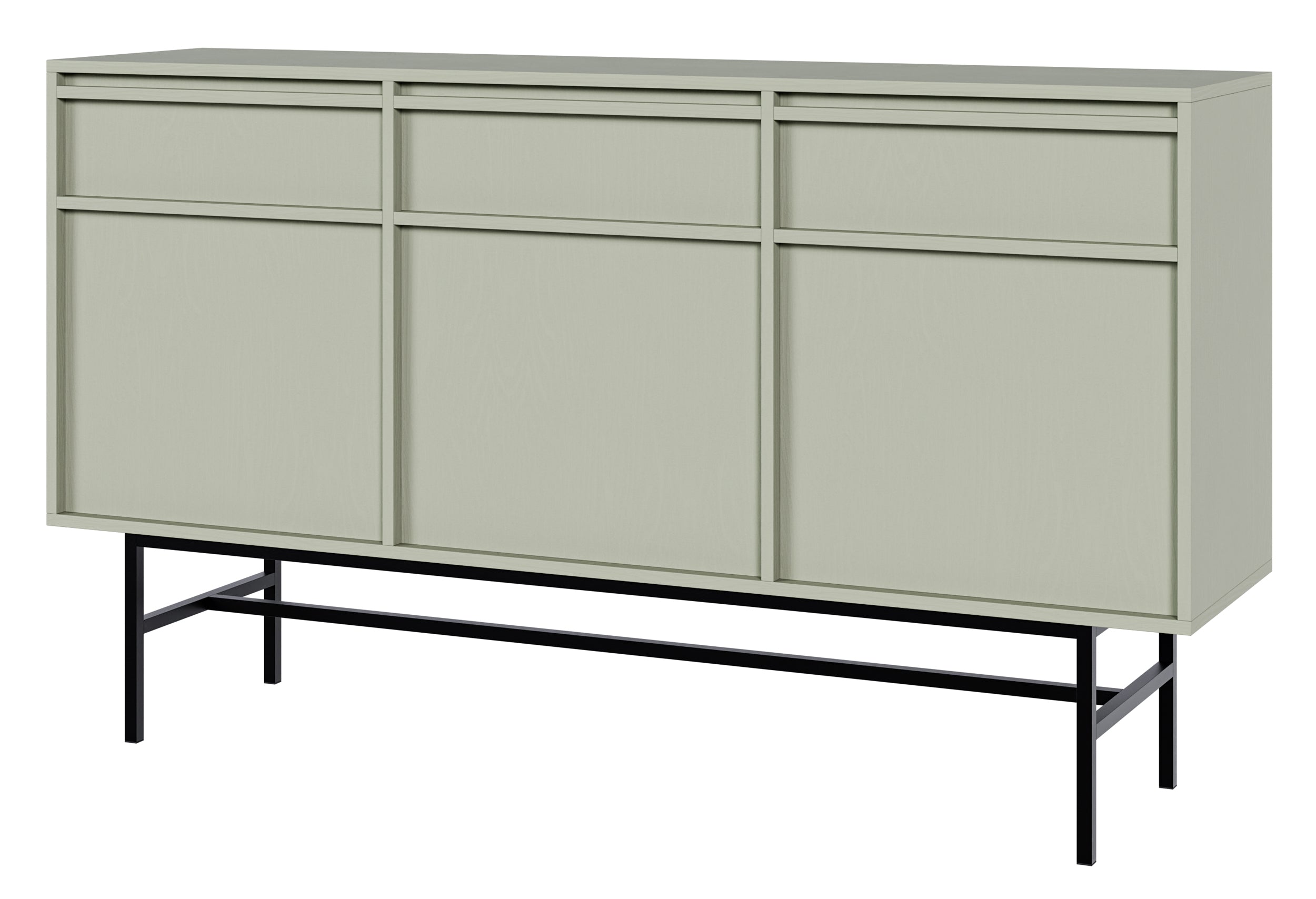 Komoda trzydrzwiowa Evo z szufladami i stelażem 154 cm Szałwiowy