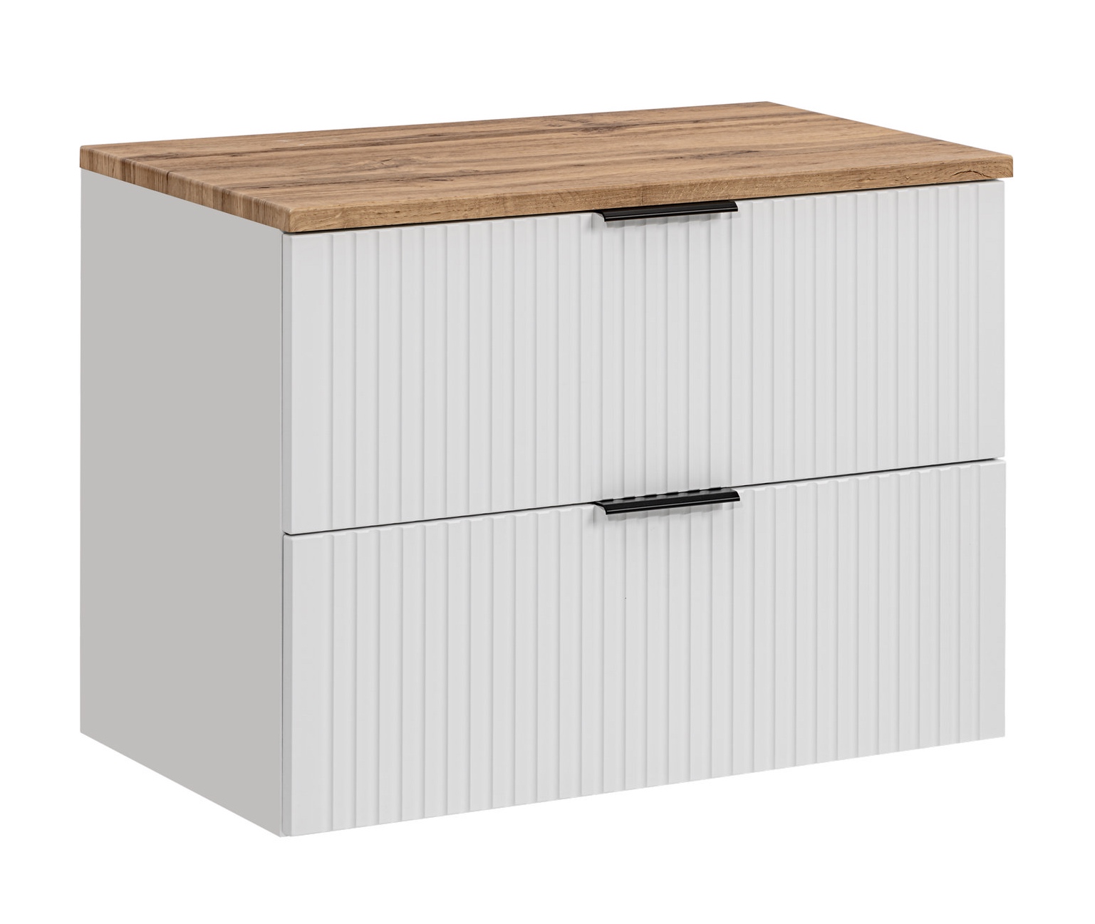Szafka łazienkowa pod umywalkę nablatową Adel 80 cm, biały mat/dąb wotan