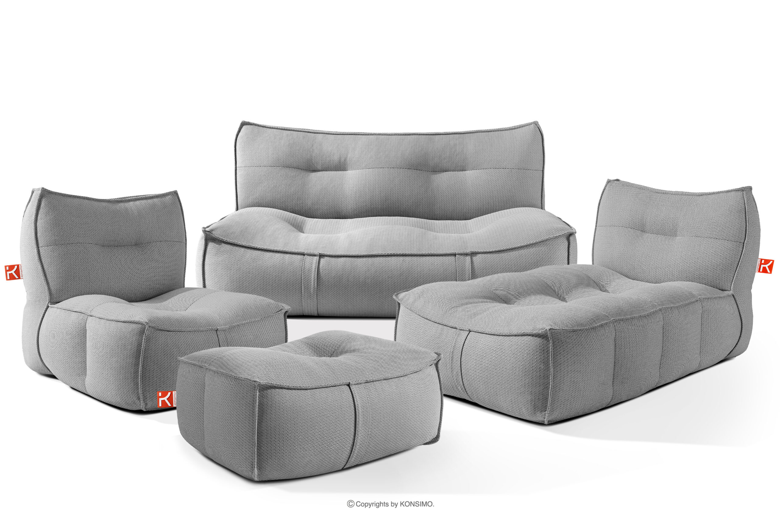 Meble ogrodowe sofa fotel szezlong puf tkanina pleciona outdoorowa czarny/biały LOVIA - kolor czarny/biały - KONSIMO. internetowy sklep meblowy online - salony Poznań, Leszno