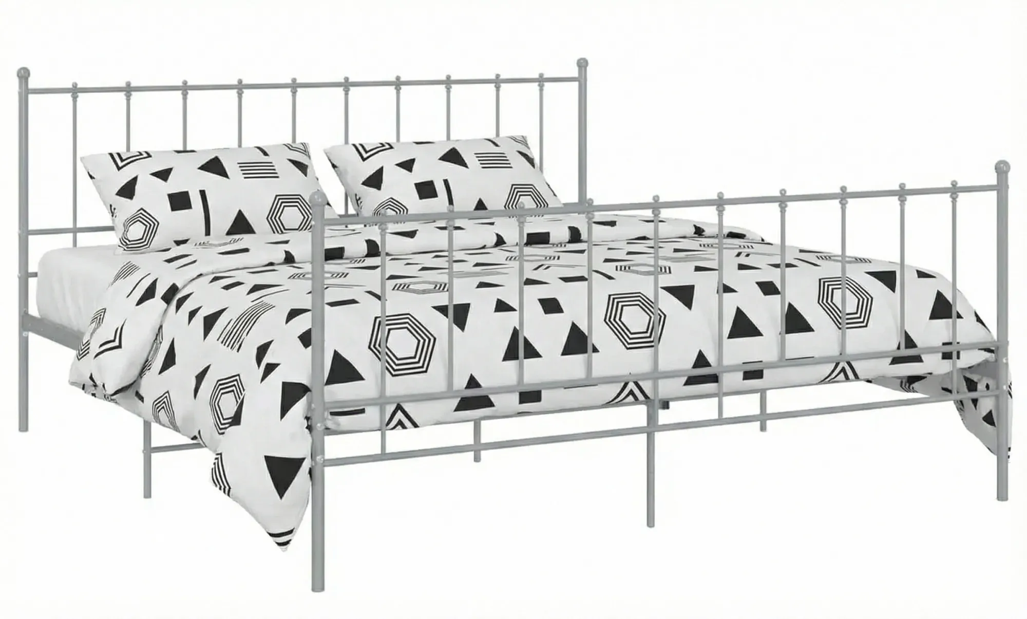 Szare metalowe łózko z zagłówkiem 200x200 cm Laxi | Edinos.pl