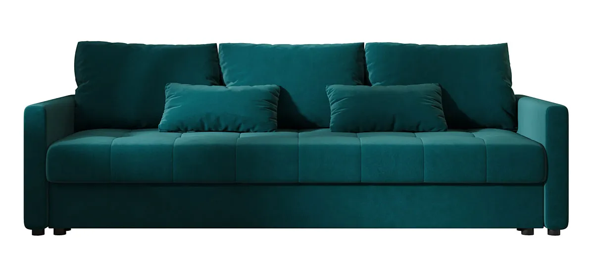 Tapicerowana welurem sofa w kolorze morskim Vilmira | Edinos.pl