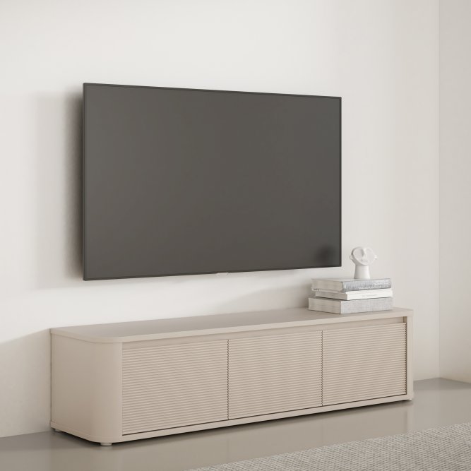 Trzydrzwiowa szafka RTV Breathtaker 170 cm, kolor piaskowy