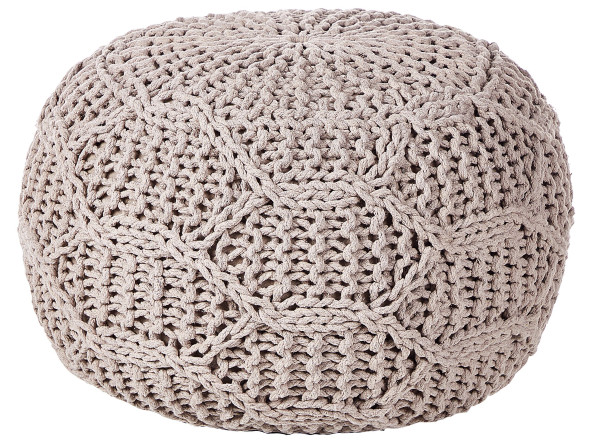 Pufa makrama bawełniana 50 x 35 cm beżowa