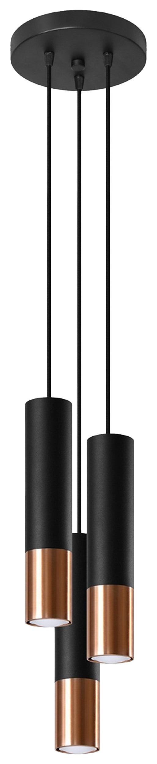 Lampa wisząca Loopez x3 czerń/miedź na okrągłej podsufitce