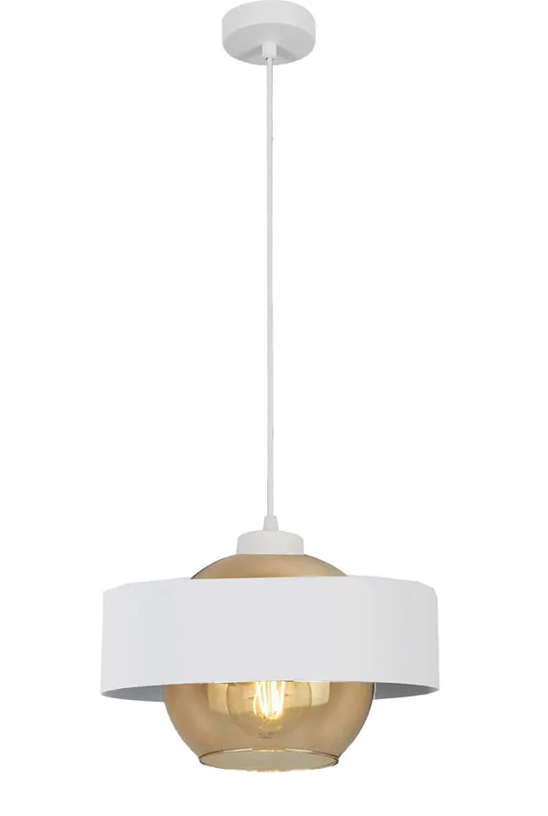 Lampa wisząca ze szklano-metalowym kloszem A298-Belani | Edinos.pl