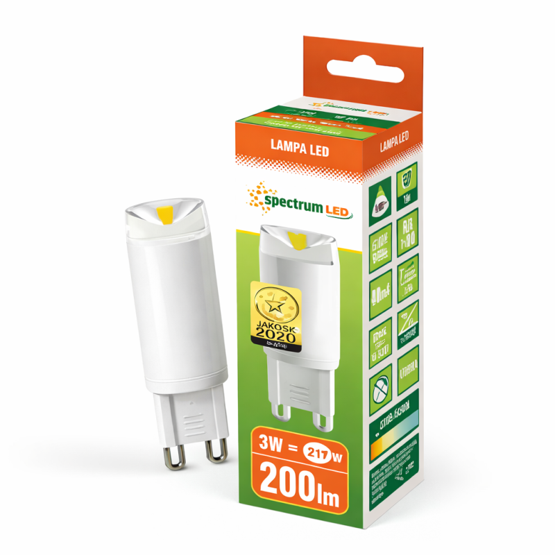 Żarówka LED G9 230V 2,5W 3000K WW Ceramiczna Spectrum | Energooszczędna 190 lm