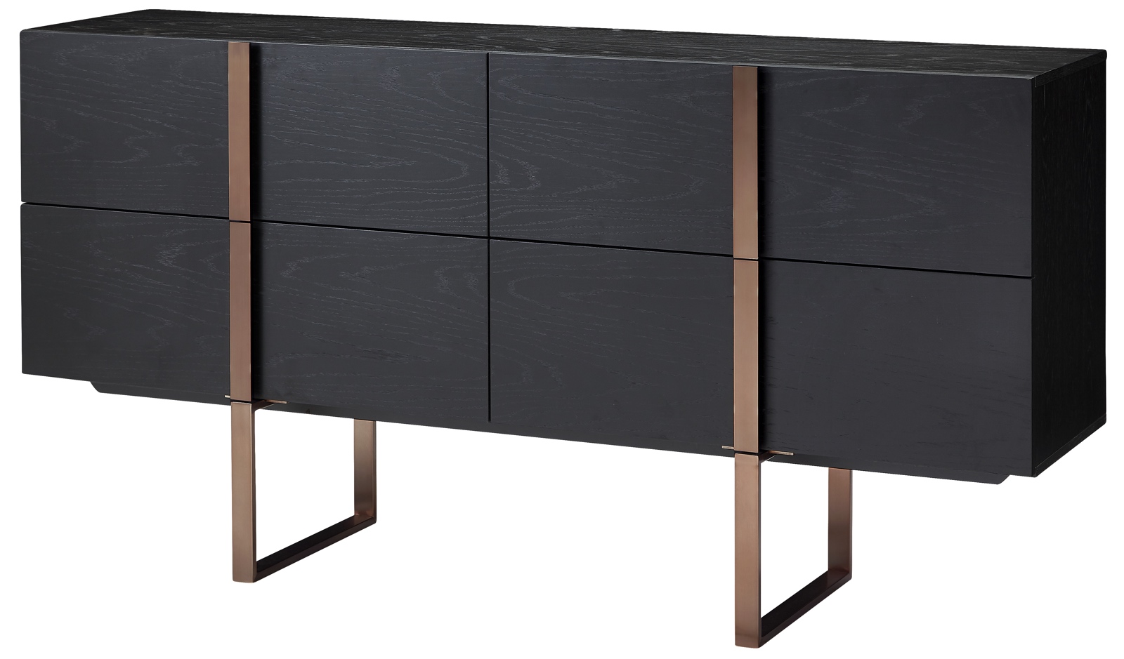 Fornirowana komoda glamour z 4 szufladami Hudson H02 na płozach