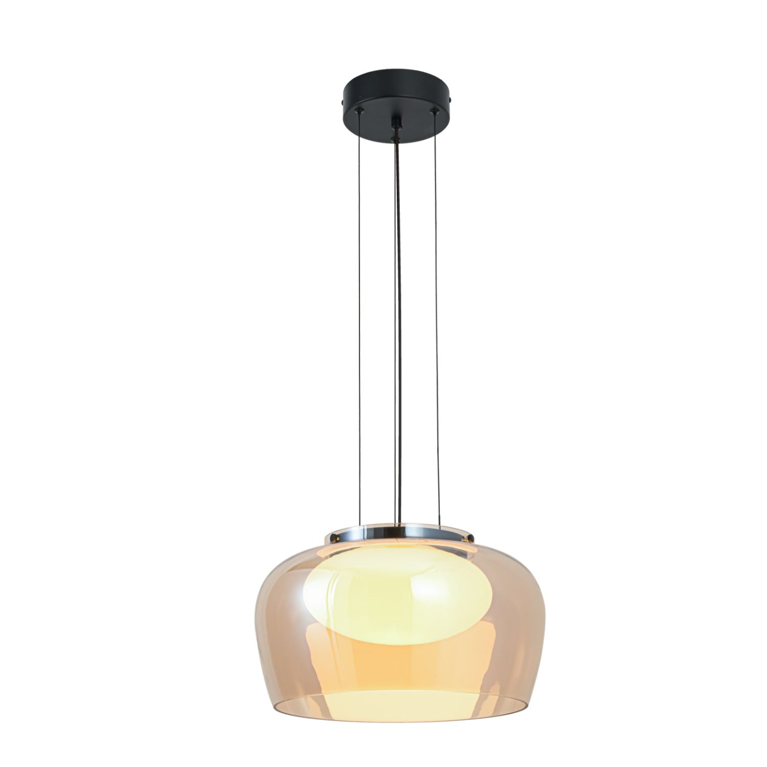 Lampa wisząca Insieme 35 czarno-chromowa GX53 10W z bursztynowo-białym kloszem