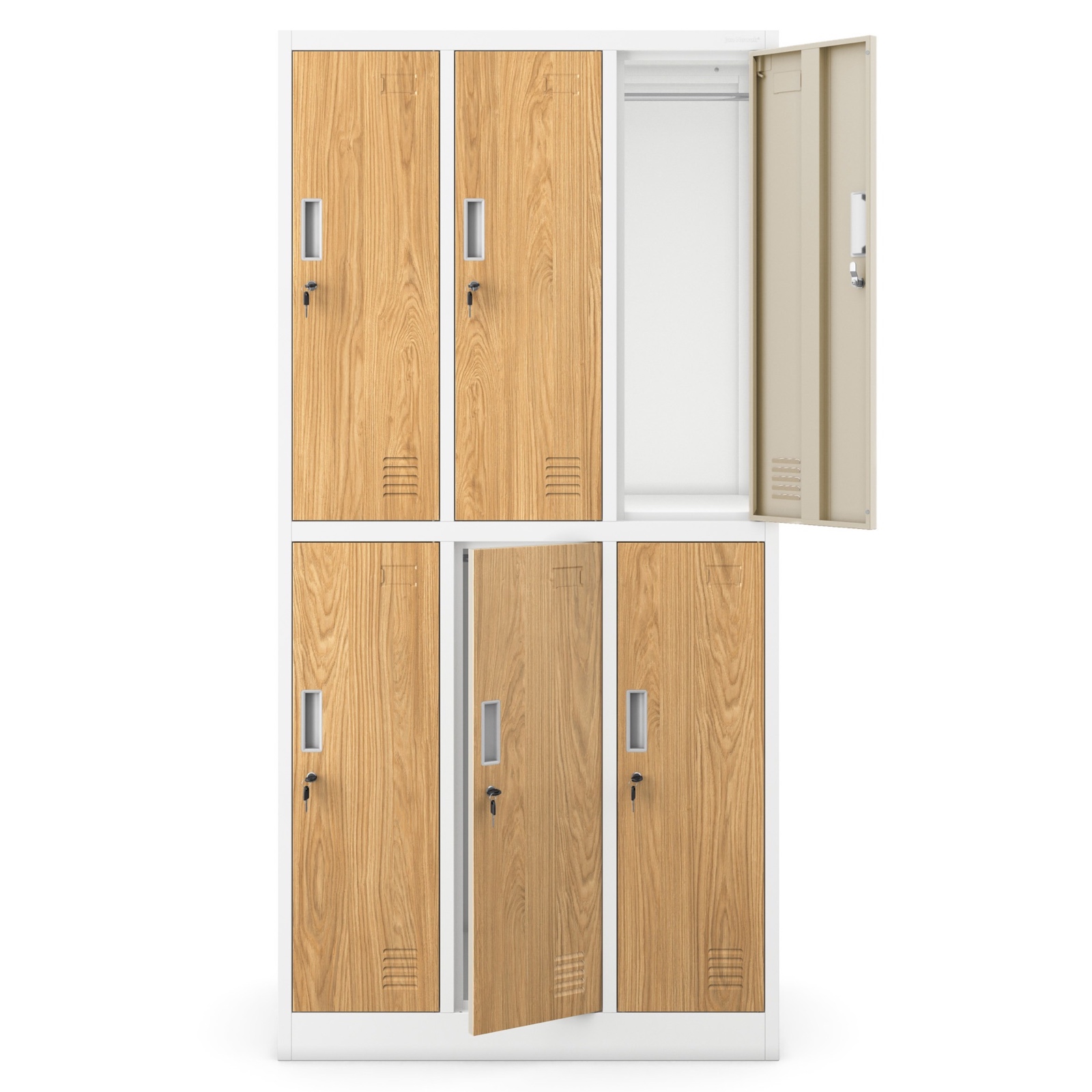 Szafa socjalna 6-drzwiowa Eco Design Igor, 90x45x185 cm, biały/dąb złoty