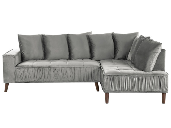 Narożnik sofa duża welurowa jasnoszara