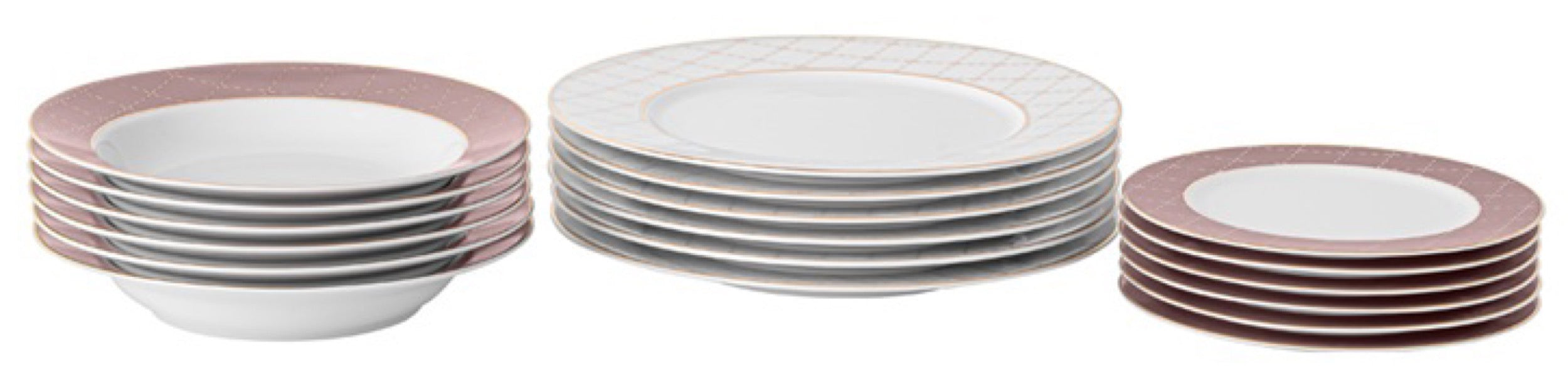 Zestaw talerzy porcelanowych dla 6 os. Jenny mokka