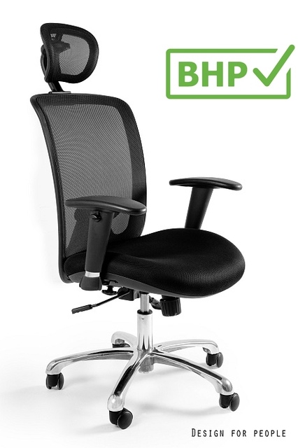 Ergonomiczny fotel biurowy Expander, czarna tkanina, zgodny z normą BHP