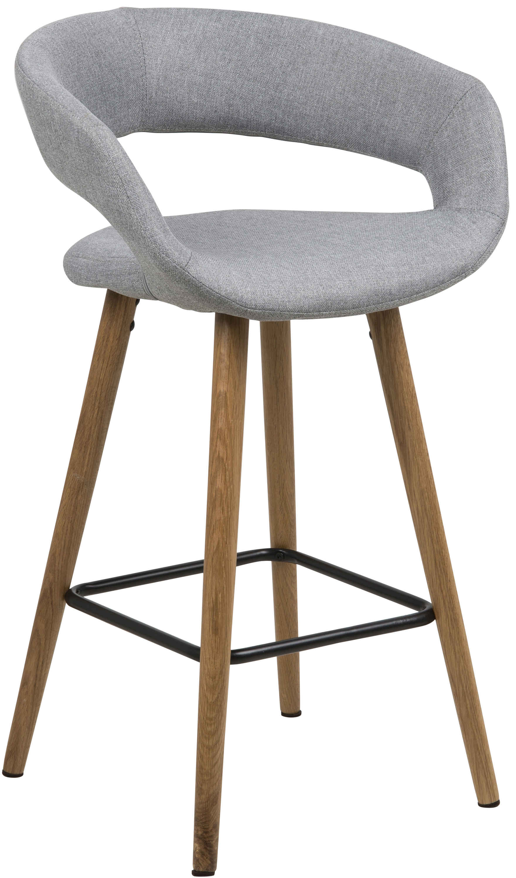 Hoker jasnoszary nogi drewniane 64 cm
