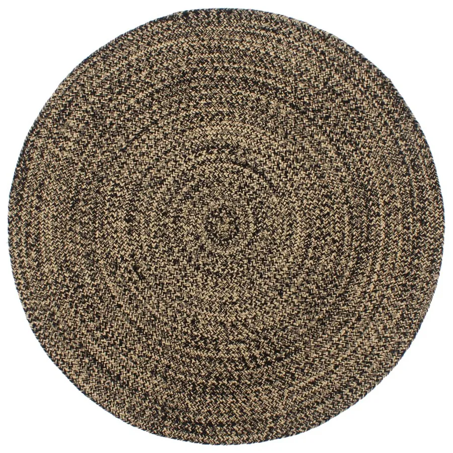 Okragły rustykalny czarny dywanik 120 cm Nodis 4X | Edinos.pl